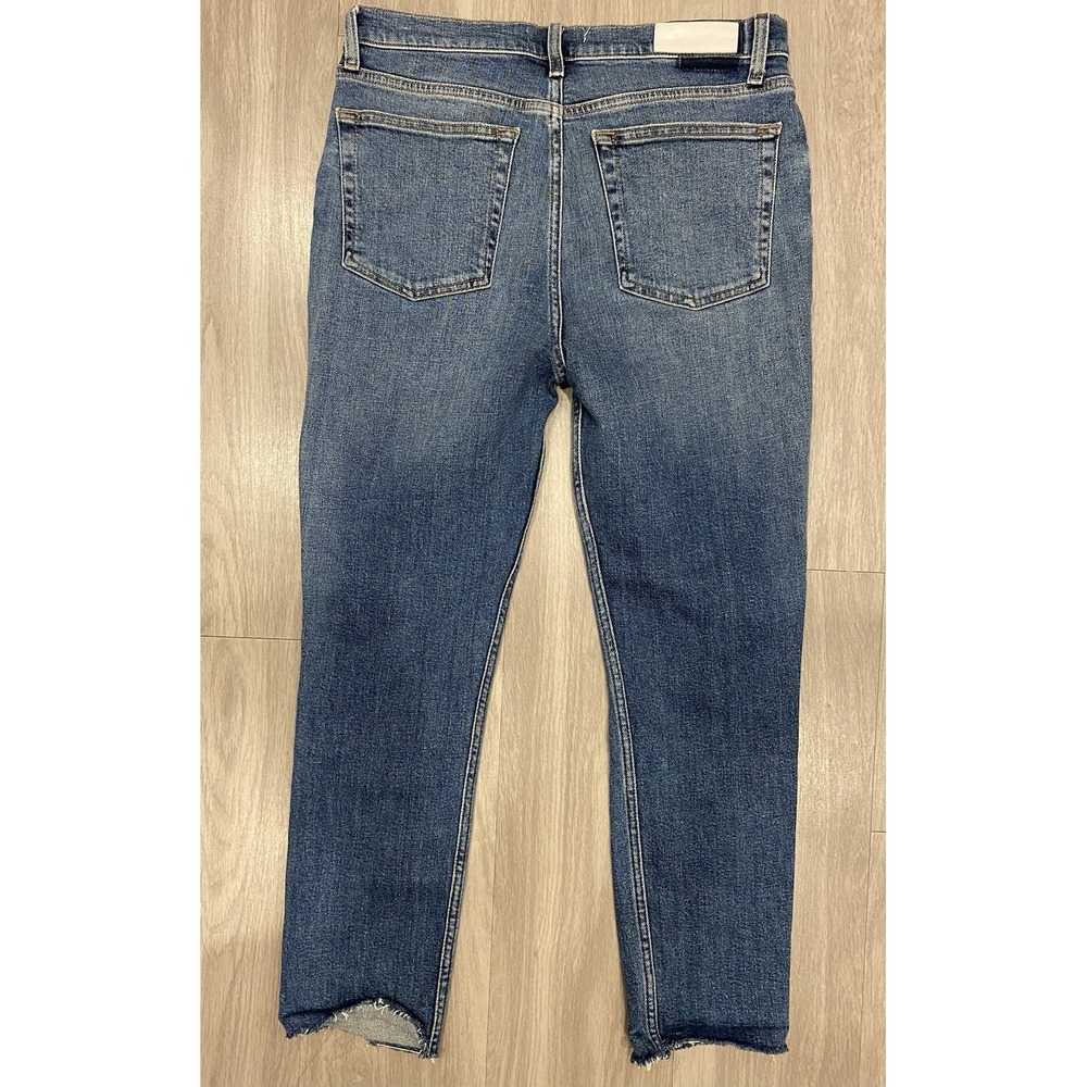 RE/DONE Jeans Womens 30 Blue 90s High Rise Ankle Crop Button Fly Distressed Blue - Picture 2 of 10
